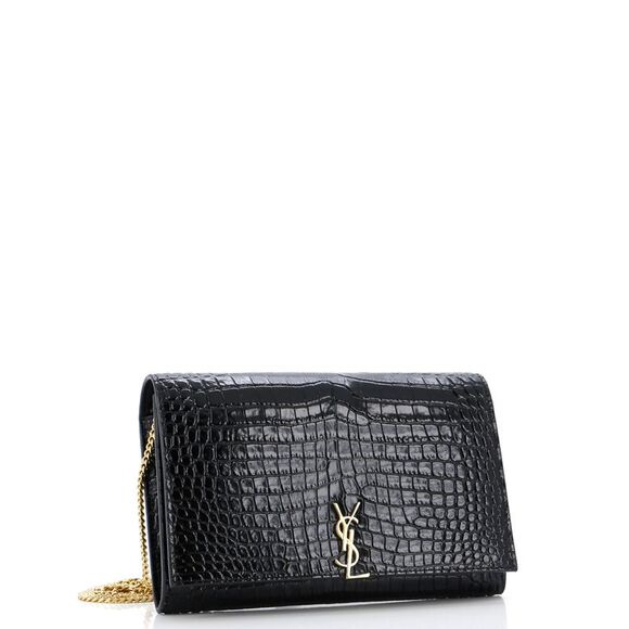 Saint Laurent Classic Monogram Flap Chain Wallet Crocodile Embossed Leather - Picture 2 of 7